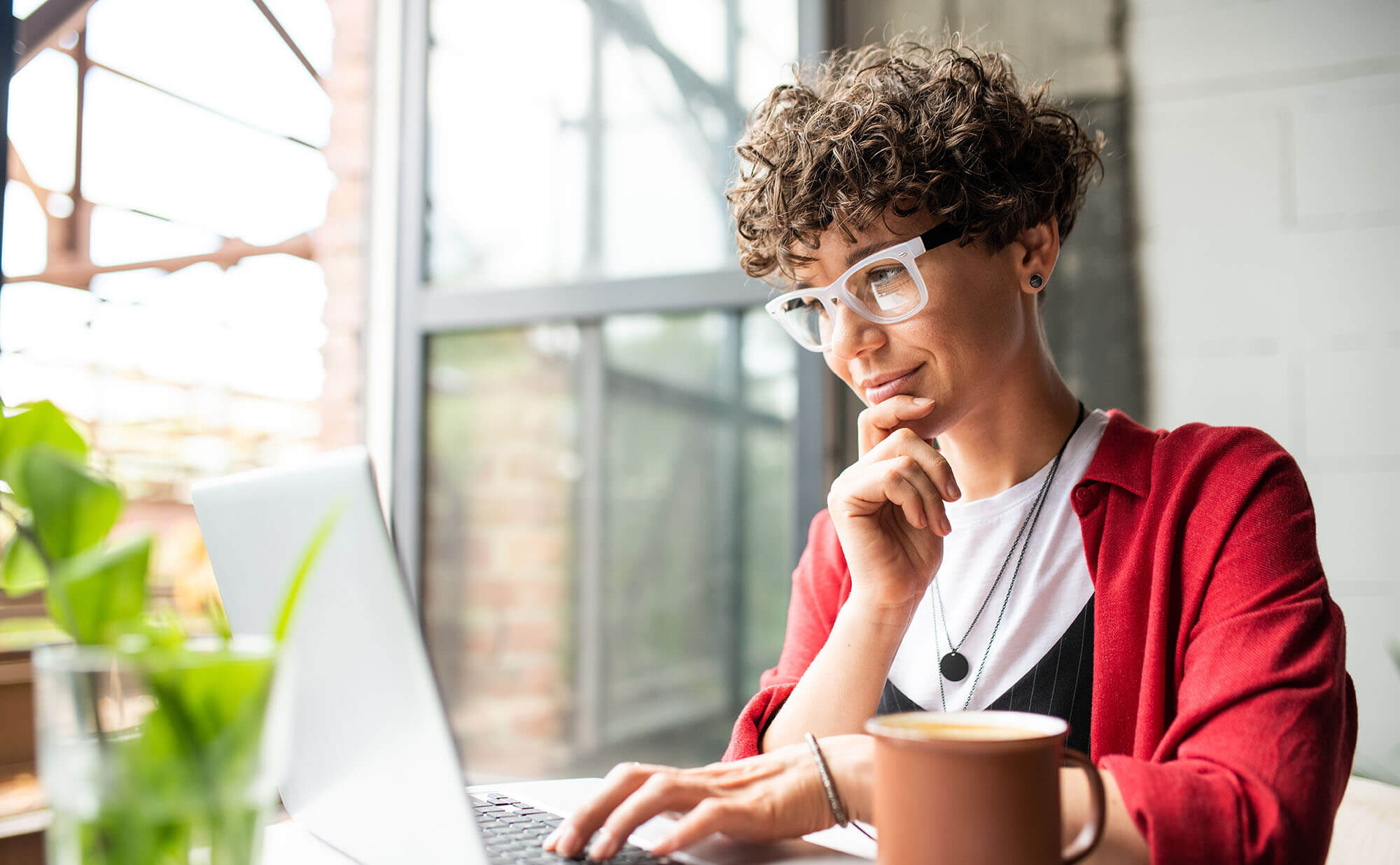 Woman working on her laptop