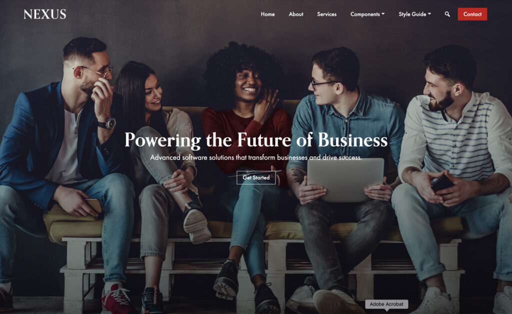 Nexus theme homepage